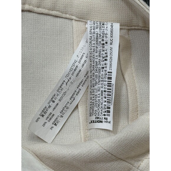 ZARA Womens Size Medium Pants Beige Cream High Waist Pleated Straight Leg - Picture 5 of 10